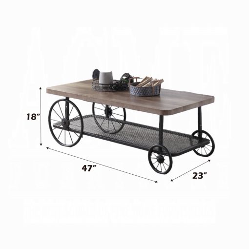Acme Francie Oak & Antique Gray Coffee Table - Image 8