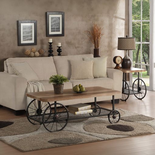 Acme Francie Oak & Antique Gray Coffee Table - Image 7
