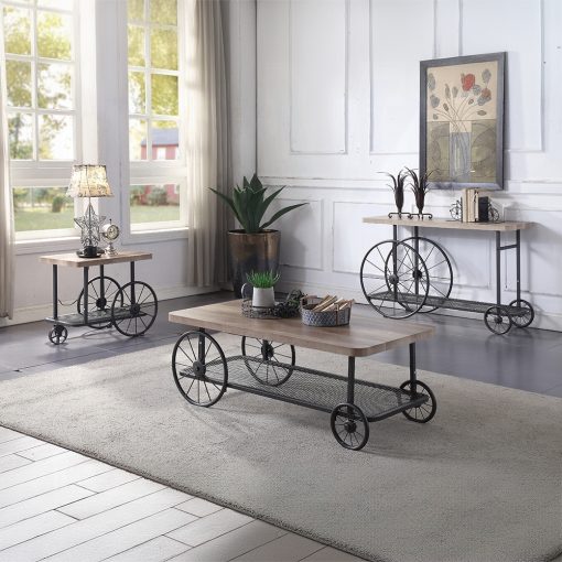 Acme Francie Oak & Antique Gray Sofa Table - Image 5