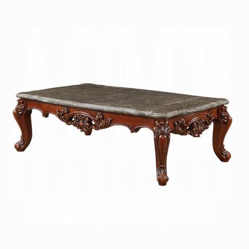 Acme Eustoma Natural Marble Top & Walnut Coffee Table - Image 2