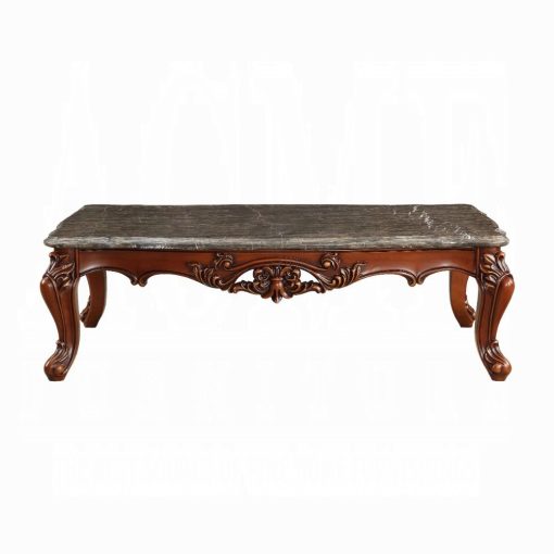 Acme Eustoma Natural Marble Top & Walnut Coffee Table - Image 3