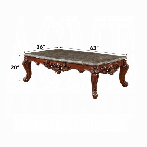 Acme Eustoma Natural Marble Top & Walnut Coffee Table - Image 6