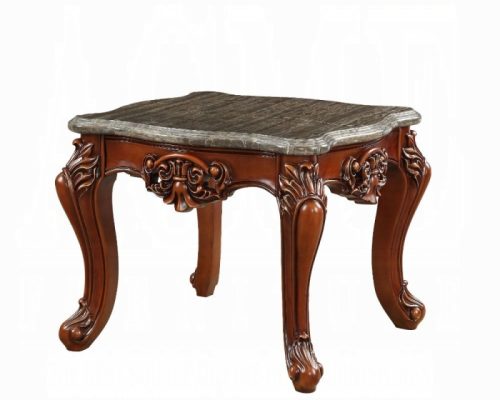 Acme Eustoma Natural Marble Top & Walnut End Table
