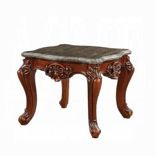Acme Eustoma Natural Marble Top & Walnut End Table