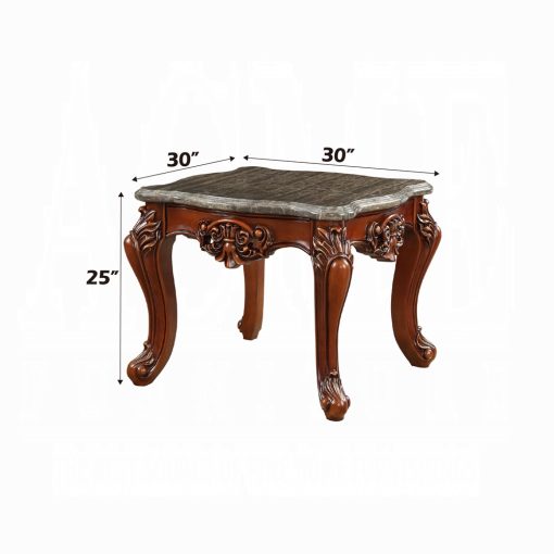 Acme Eustoma Natural Marble Top & Walnut End Table - Image 4