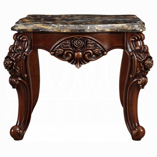 Acme Forsythia Natural Marble Top & Walnut End Table - Image 2