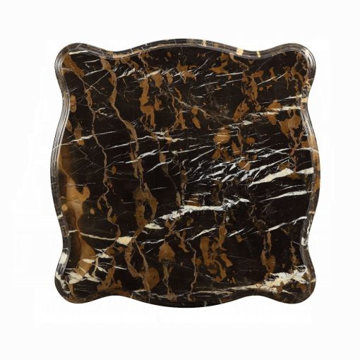 Acme Forsythia Natural Marble Top & Walnut End Table - Image 3