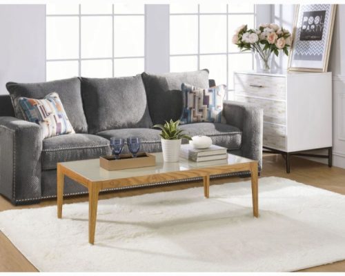 Acme Gwynn Natural & Frosted Glass Coffee Table