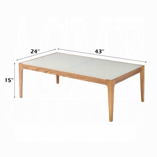 Acme Gwynn Natural & Frosted Glass Coffee Table - Image 3