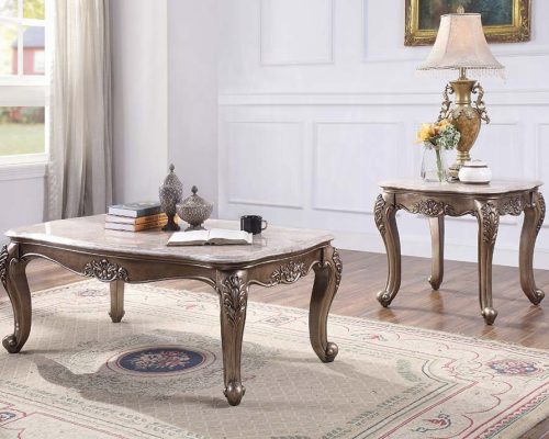 Acme Jayceon Natural Marble Top & Champagne Coffee Table