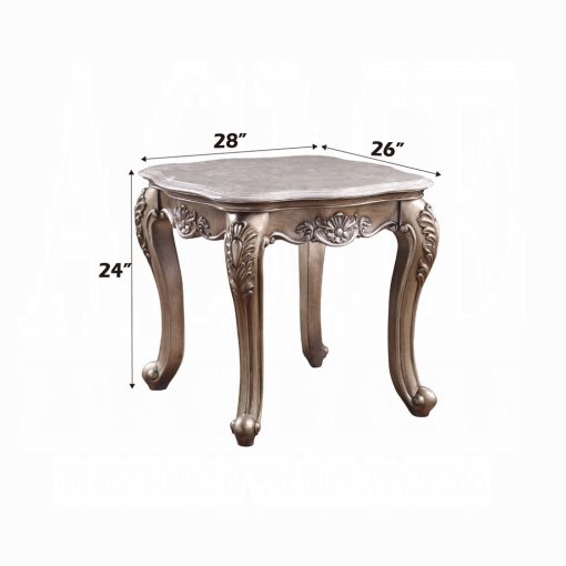 Acme Jayceon Natural Marble Top & Champagne End Table - Image 3