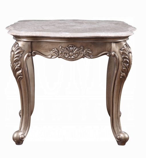 Acme Jayceon Natural Marble Top & Champagne End Table - Image 2