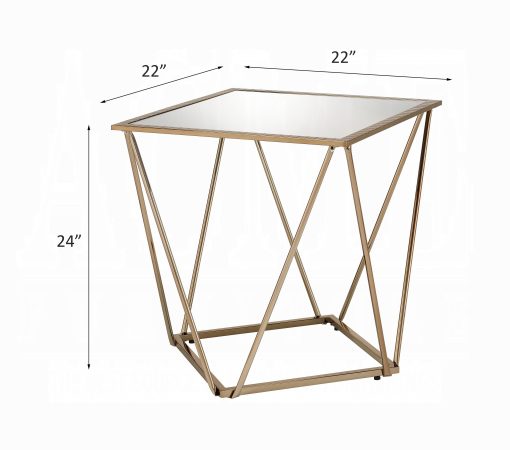 Acme Fogya Mirrored & Champagne Gold End Table - Image 3
