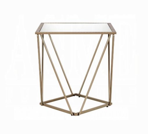 Acme Fogya Mirrored & Champagne Gold End Table - Image 2
