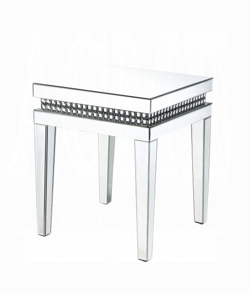 Acme Lotus Mirrored, Faux Ice Cube Crystals End Table - Image 2