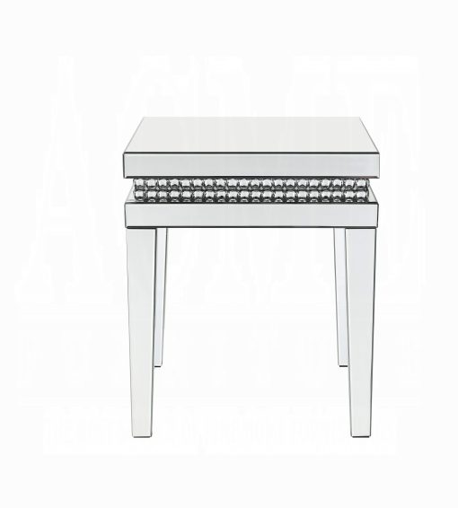 Acme Lotus Mirrored, Faux Ice Cube Crystals End Table - Image 4