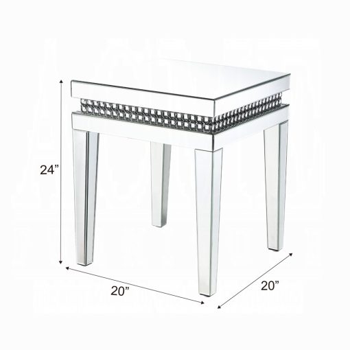 Acme Lotus Mirrored, Faux Ice Cube Crystals End Table - Image 5