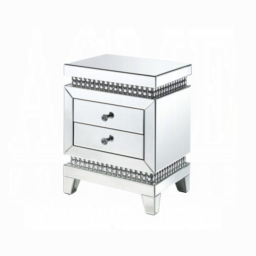 Acme Lotus Mirrored, Faux Ice Cube Crystals Accent Table - Image 2
