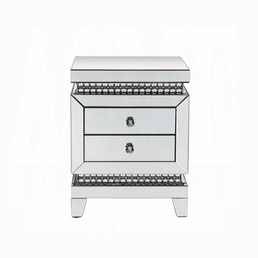 Acme Lotus Mirrored, Faux Ice Cube Crystals Accent Table - Image 3