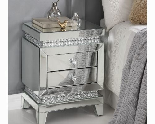 Acme Lotus Mirrored, Faux Ice Cube Crystals Accent Table