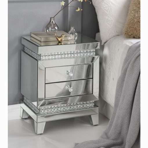 Acme Lotus Mirrored, Faux Ice Cube Crystals Accent Table