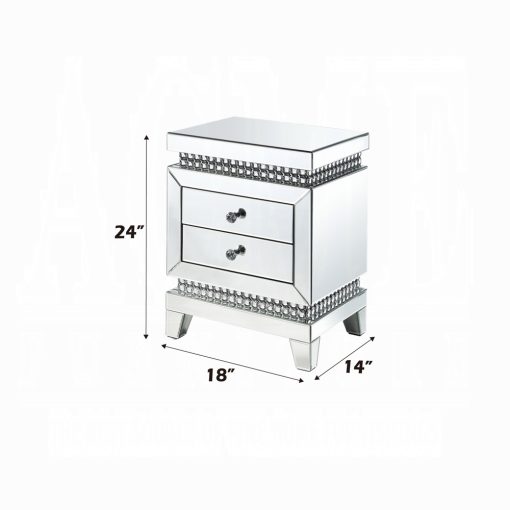 Acme Lotus Mirrored, Faux Ice Cube Crystals Accent Table - Image 6