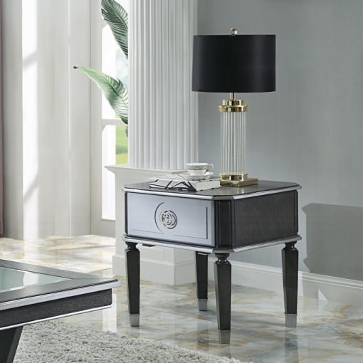 Acme House Beatrice Charcoal & Light Gray End Table