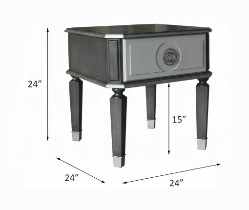 Acme House Beatrice Charcoal & Light Gray End Table - Image 14
