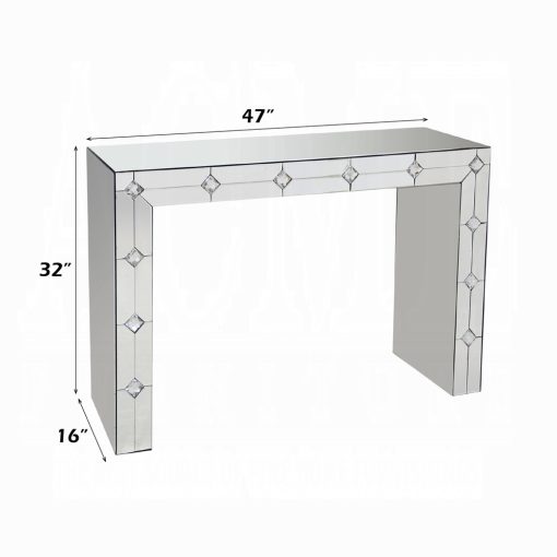 Acme Hessa Mirrored & Faux Rhinestone Console Table - Image 6