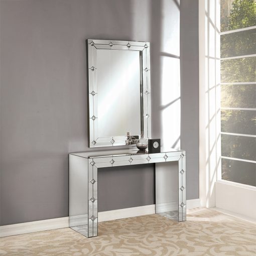 Acme Hessa Mirrored & Faux Rhinestone Console Table - Image 5