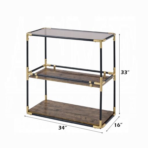 Acme Heleris Black/Gold & Smoky Glass Console Table - Image 2