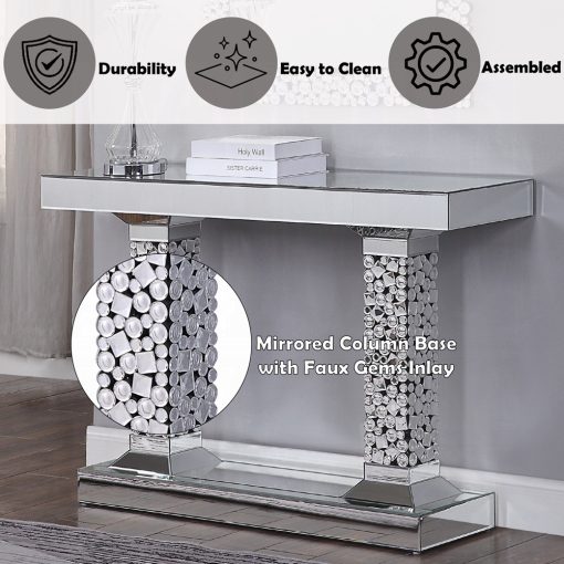 Acme Kachina Mirrored & Faux Gems Console Table - Image 8