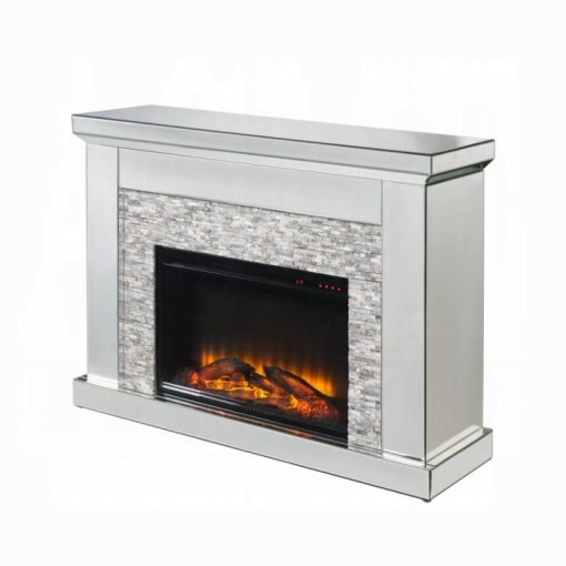 Acme Laksha Mirrored & Stone Fireplace - Image 2