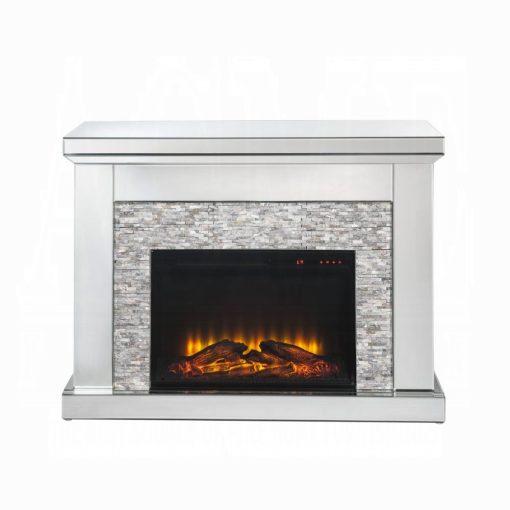Acme Laksha Mirrored & Stone Fireplace - Image 3