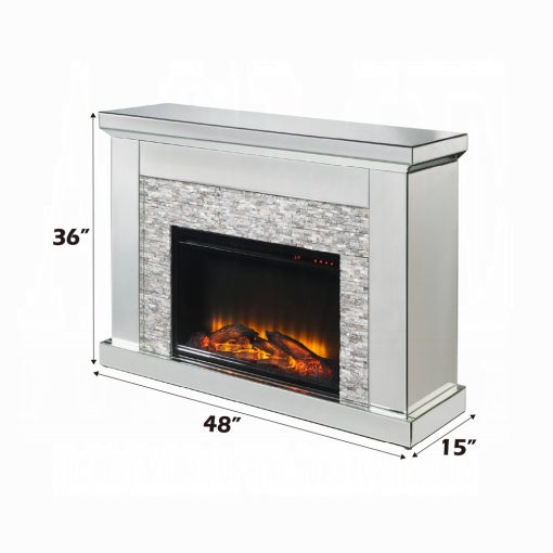 Acme Laksha Mirrored & Stone Fireplace - Image 5