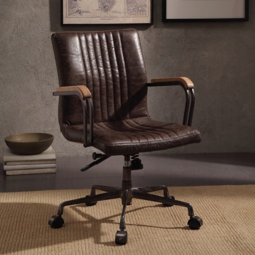 Acme Joslin Distress Chocolate Top Grain Leather Office Chair