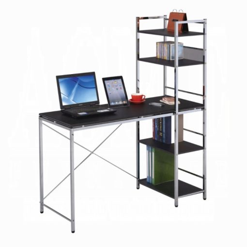 Acme Elvis Black & Chrome Writing Desk with Shelves - Image 2