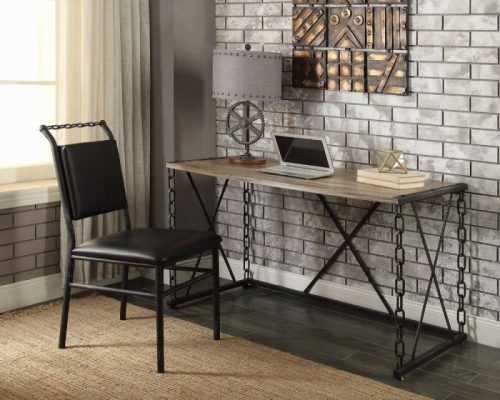 Acme Jodie Rustic Oak & Antique Black Writing Desk(Same AC00905)