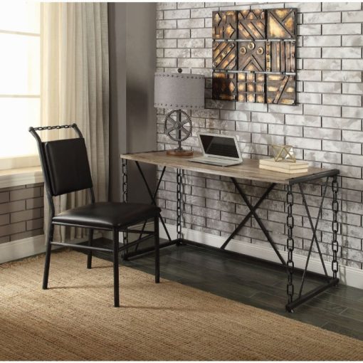 Acme Jodie Rustic Oak & Antique Black Writing Desk(Same AC00905)