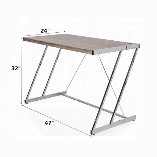 Acme Finis Weathered Oak & Chrome Writing Desk with USB Port - Image 7