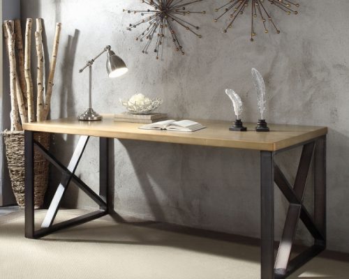 Acme Jennavieve Gold Aluminum Executive Writing Desk