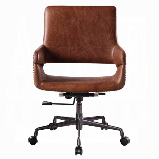 Acme Kamau Vintage Cocoa Top Grain Leather Swivel Office Chair - Image 3