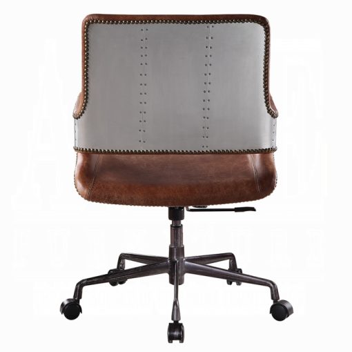 Acme Kamau Vintage Cocoa Top Grain Leather Swivel Office Chair - Image 5