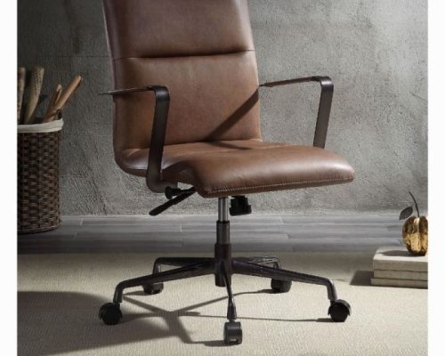 Acme Indra Vintage Chocolate Top Grain Leather Swivel Office Chair