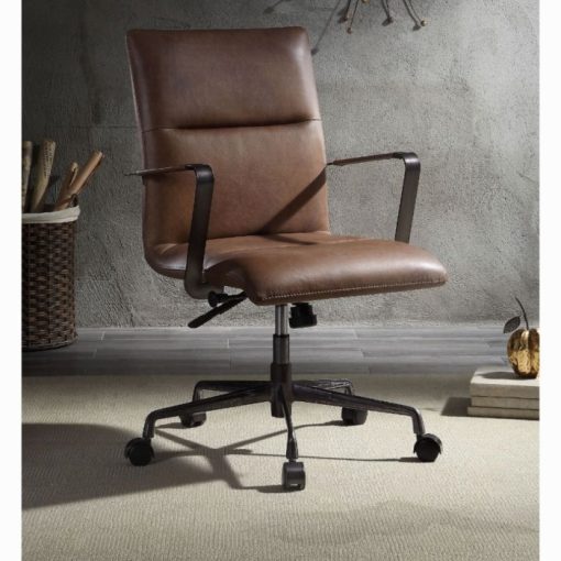 Acme Indra Vintage Chocolate Top Grain Leather Swivel Office Chair