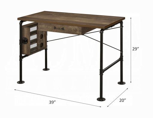 Acme Endang Weathered Oak & Black Writing Desk - Image 8