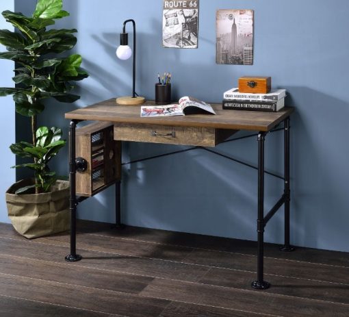 Acme Endang Weathered Oak & Black Writing Desk - Image 2