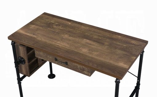 Acme Endang Weathered Oak & Black Writing Desk - Image 6