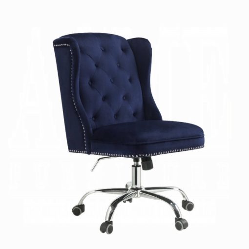 Acme Jamesia Midnight Blue Velvet Swivel Office Chair - Image 2