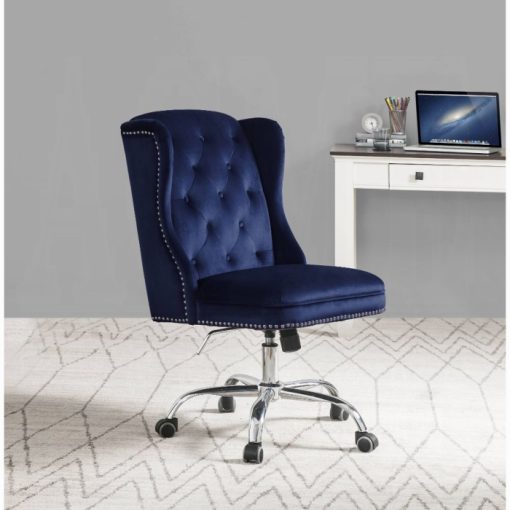 Acme Jamesia Midnight Blue Velvet Swivel Office Chair